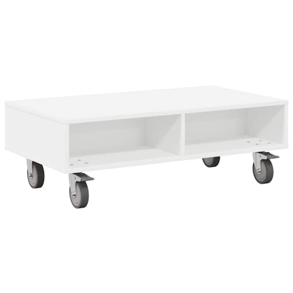 vidaXL Rattaga k&uuml;lgtabel Valge 90 x 50 x 30 cm Tehispuit