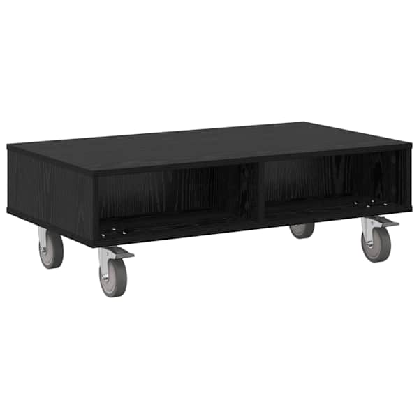vidaXL Rattaga k&uuml;lgtabel Must tamm 90 x 50 x 30 cm Tehispuit