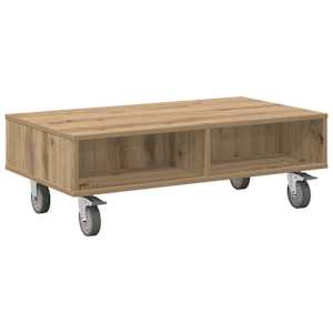 vidaXL Rattaga k&uuml;lgtabel K&auml;sit&ouml;&ouml;puu 90 x 50 x 30 cm Tehispuit