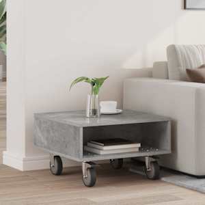 Stranska miza s kolesi Betonsko siva 50,5 x 50 x 30 cm