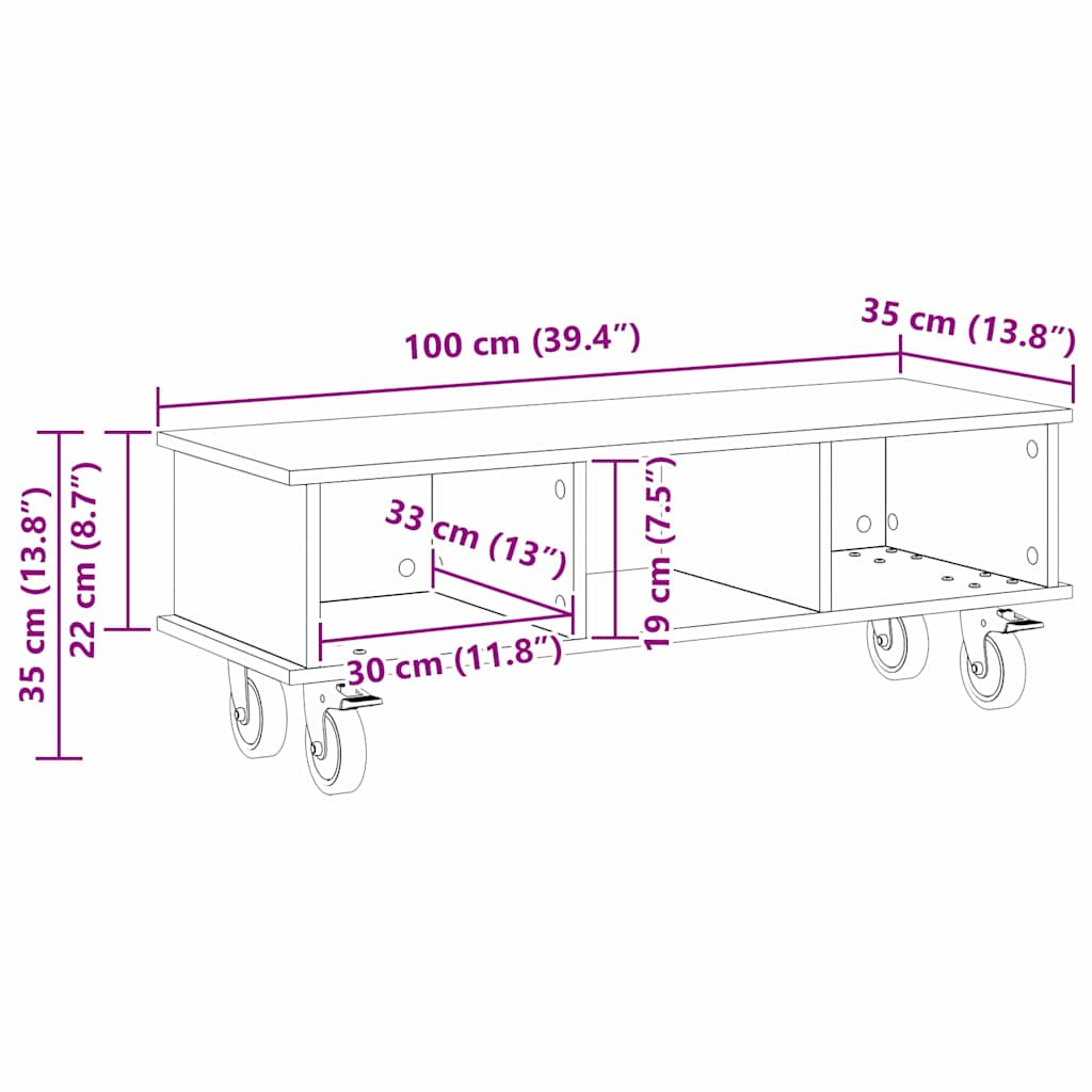 TV stojalo Siva Sonoma 100 x 35 x 35 cm Konstruiran les - slika 11
