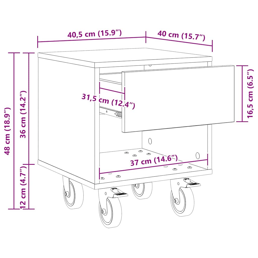 Nočna omarica Bela 40,5 x 40 x 48 cm Konstruiran les - slika 13