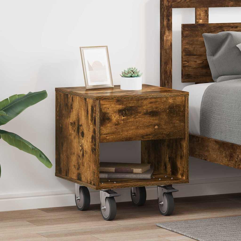 vidaXL Noptieră 2 pcs Stejar fumuriu 40,5 x 40 x 48 cm Lemn compozit