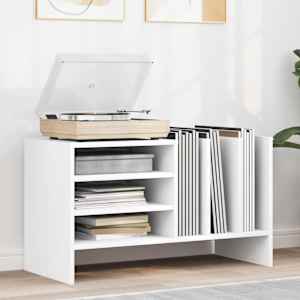 Omara za plošče s polico Bela 78,5 x 35 x 45 cm Konstruiran les