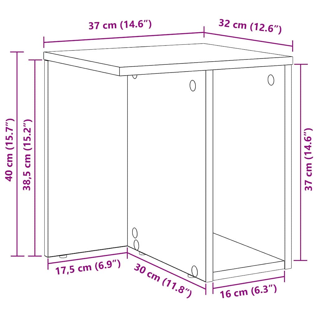 Stranska miza 2 pcs Bela 37 x 32 x 40 cm Konstruiran les - slika 13