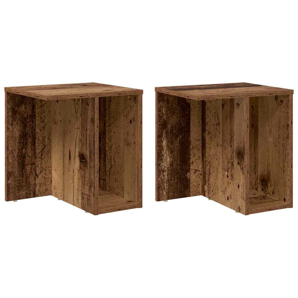 Bijzettafel 2 pcs Oudhout 37 x 32 x 40 cm Bewerkt hout | luizaXL | Dé meubelwinkel voor elk interieur Bijzettafel 2 pcs Oudhout 37 x 32 x 40 cm Bewerkt hout - Afbeelding 2