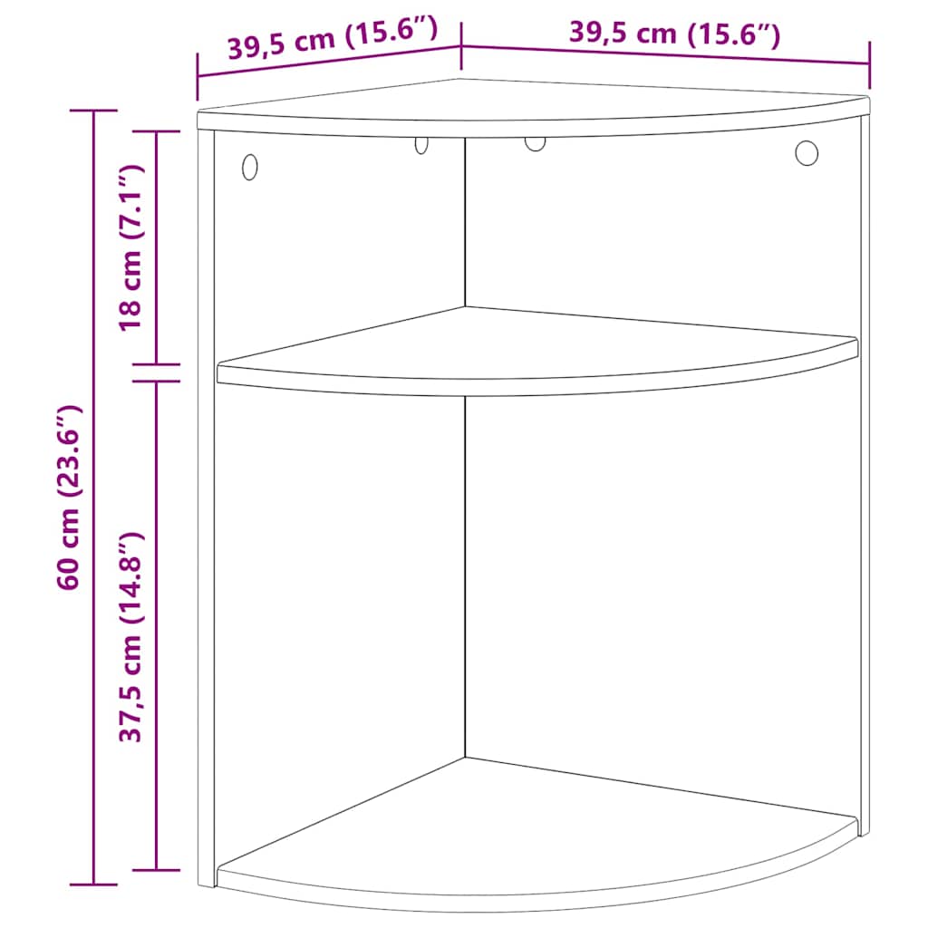 Крайна масичка Сив Сонома 39,7 x 39,7 x 60 см Инженерно дърво - Image 10