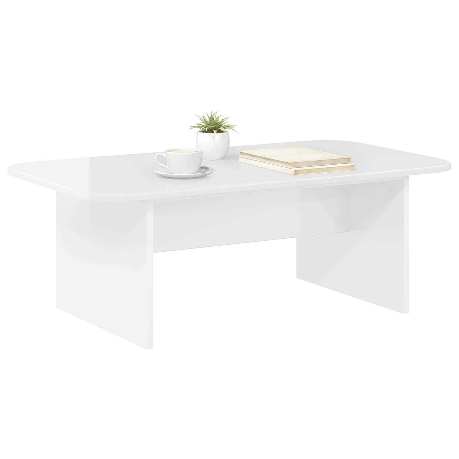Klubska miza Visok sijaj bela 93 x 53 x 33 cm Konstruiran les - slika 3