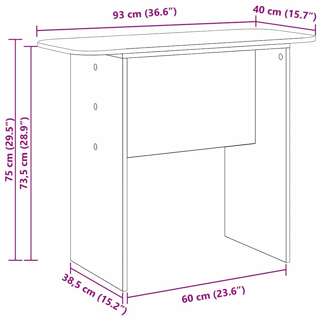 Konzolna miza Bela 93 x 40 x 75 cm Konstruiran les - slika 10