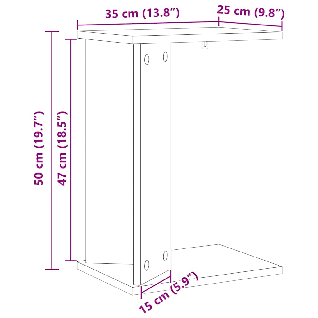Stranska miza Dimljeni oreh 35 x 25 x 50 cm Konstruiran les - slika 12