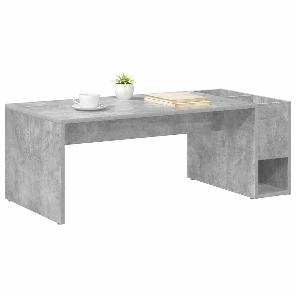 vidaXL Salontafel Beton Grijs 101,5 x 50 x 37 cm Bewerkt hout