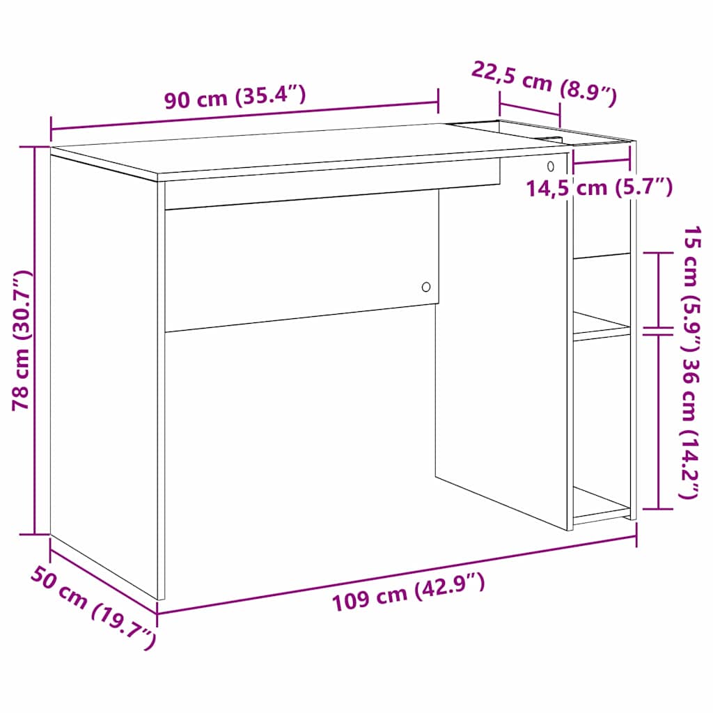 Birou Stejar Artizanal 109 x 50 x 78 cm Lemn compozit [10]
