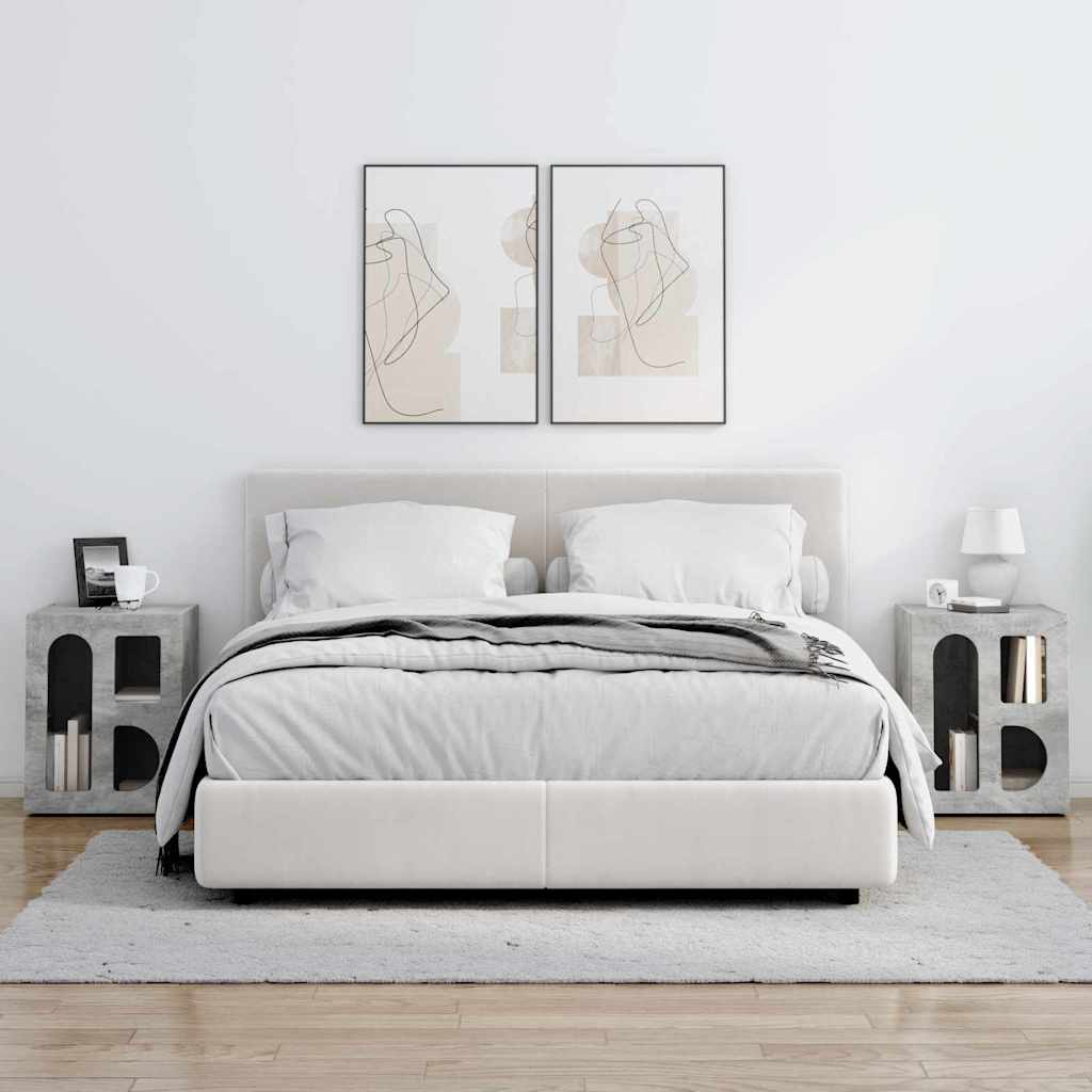 Yöpöytä 2 pcs Betoni Harmaa 40 x 35 x 50 cm Tekninen puu - Image 4