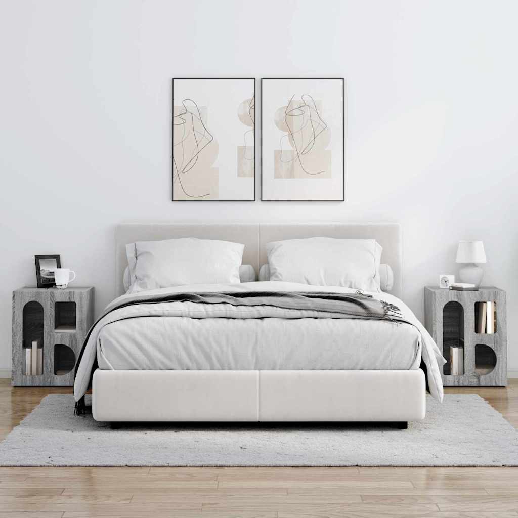 Yöpöytä 2 pcs Harmaa Sonoma 40 x 35 x 50 cm Tekninen puu - Image 4