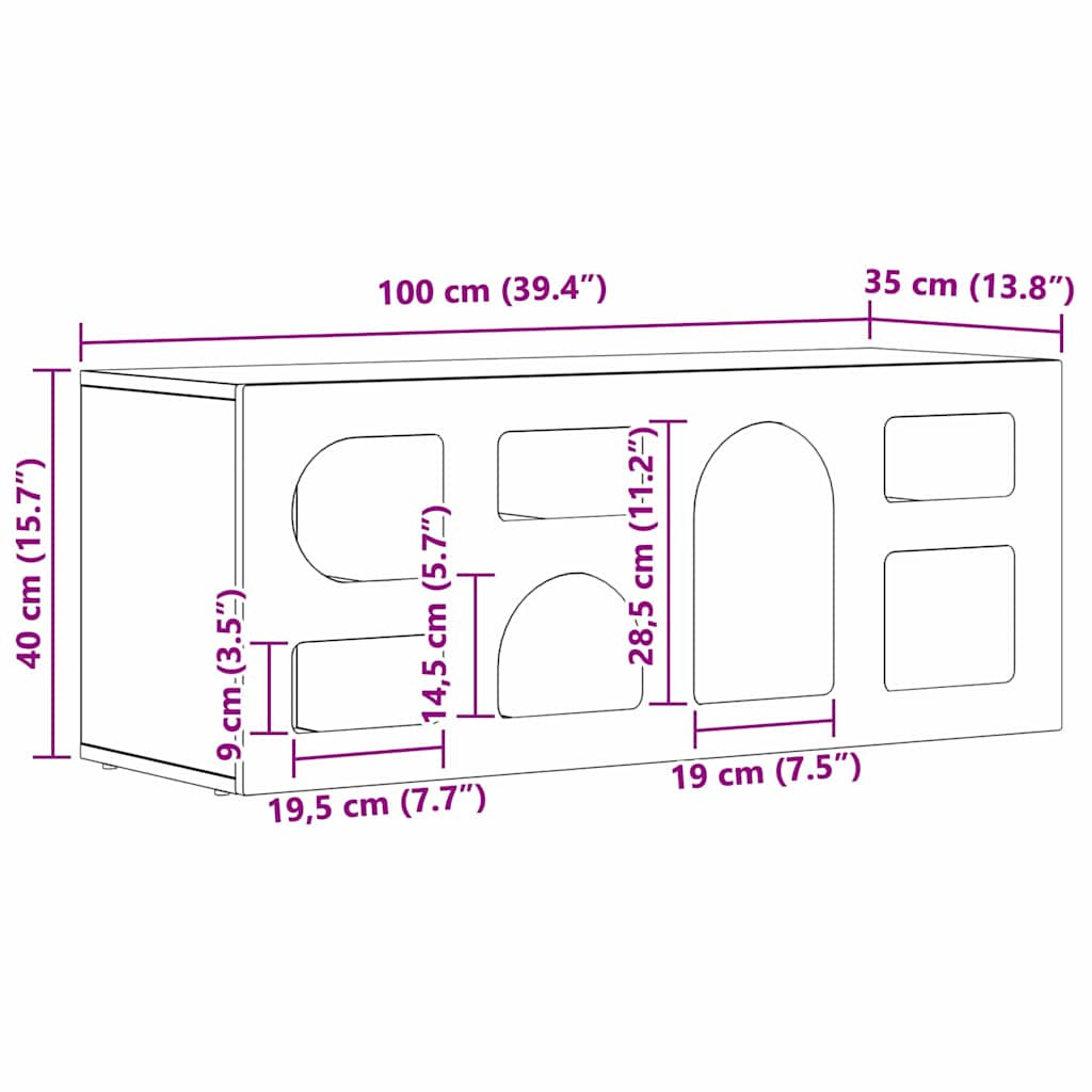 TV-kaappi Sonoman tammi 100 x 35 x 40 cm Tekninen puu - Image 11