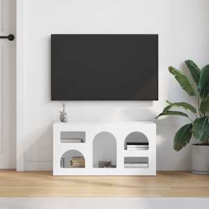 Televizní skříň ELST 80 x 35 x 40 cm Bílá kompozitní dřevo - obrázek 4