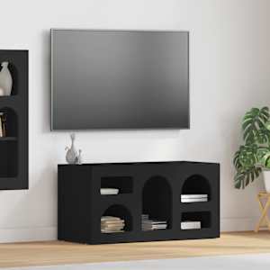 Televizní skříň ELST 80 x 35 x 40 cm Černá kompozitní dřevo - obrázek 1