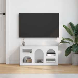 Televizní skříň ELST 80 x 35 x 40 cm Vysoce lesklá bílá - obrázek 4