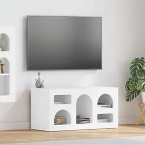 TV omarica Visok sijaj bela 80 x 35 x 40 cm Konstruiran les
