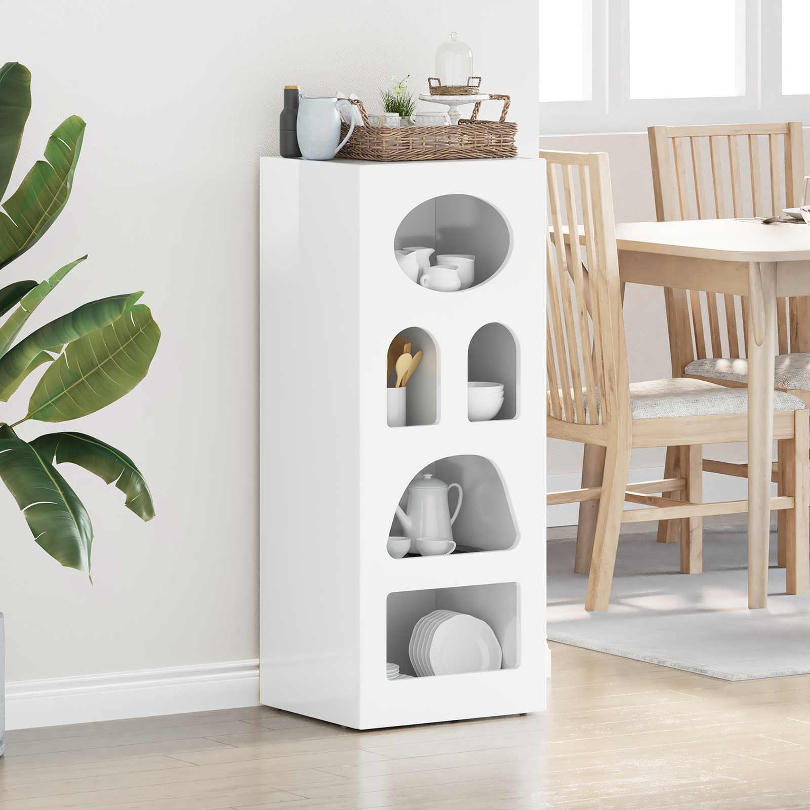 vidaXL Bufet Alb lucios 40 x 35 x 100,5 cm Lemn compozit