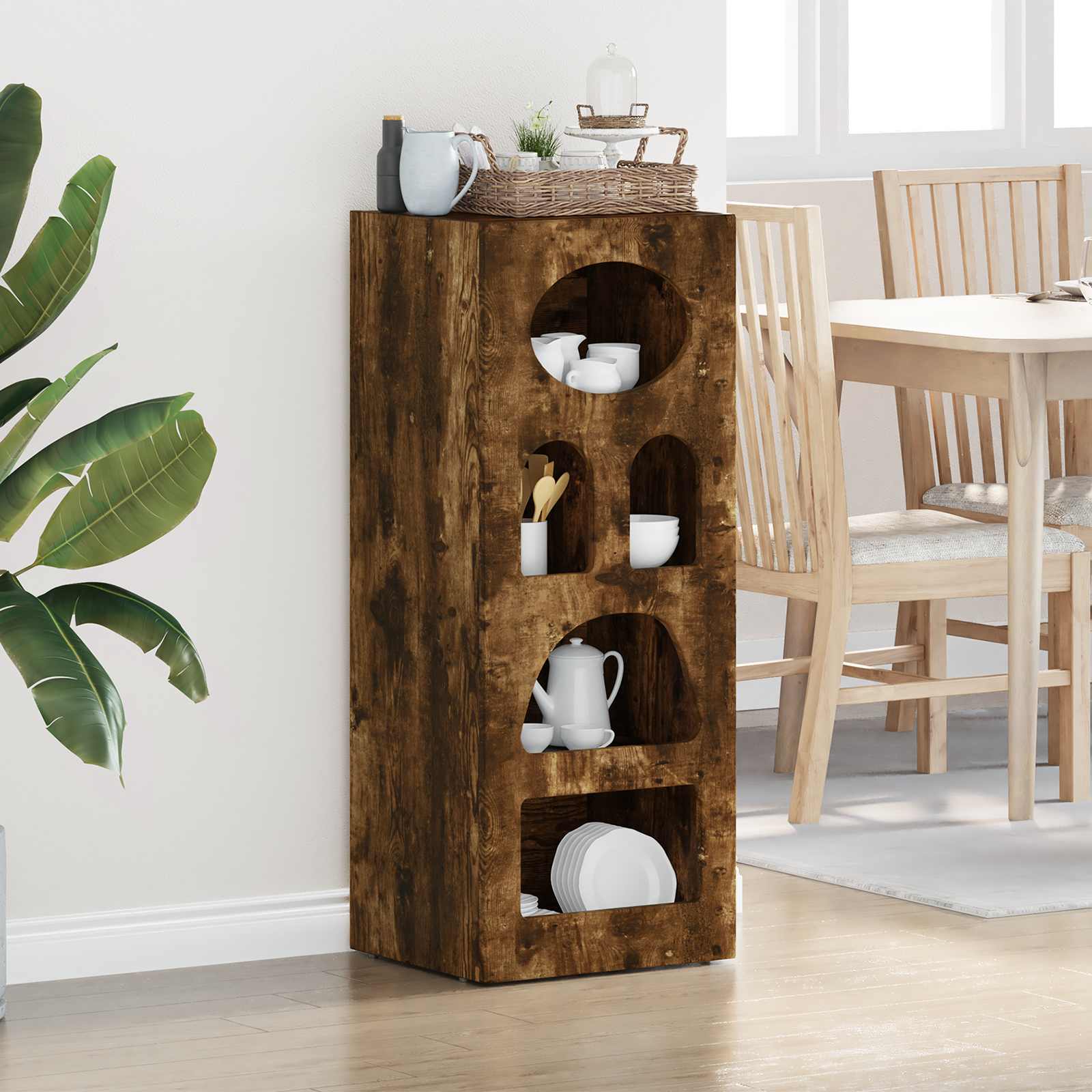 vidaXL Bufet Stejar fumuriu 40 x 35 x 100,5 cm Lemn compozit