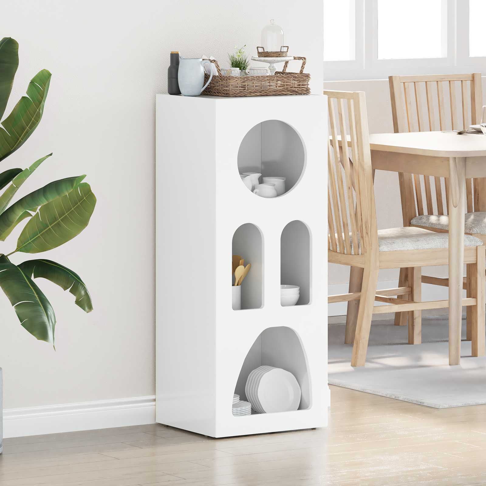 vidaXL Bufet Alb lucios 40 x 35 x 100.5 cm Lemn compozit