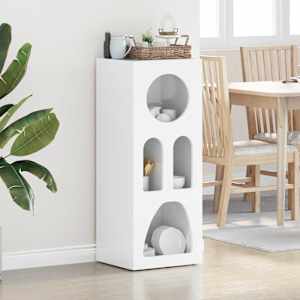 Strani šal Visok sijaj bela 40 x 35 x 100,5 cm Konstruiran les