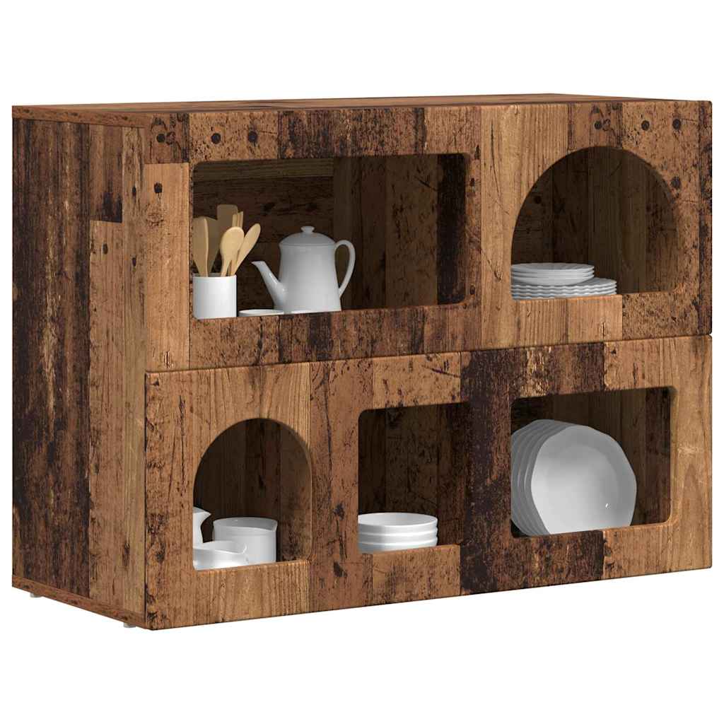 vidaXL Dressoir Oudhout 80,5 x 35 x 59 cm Bewerkt hout