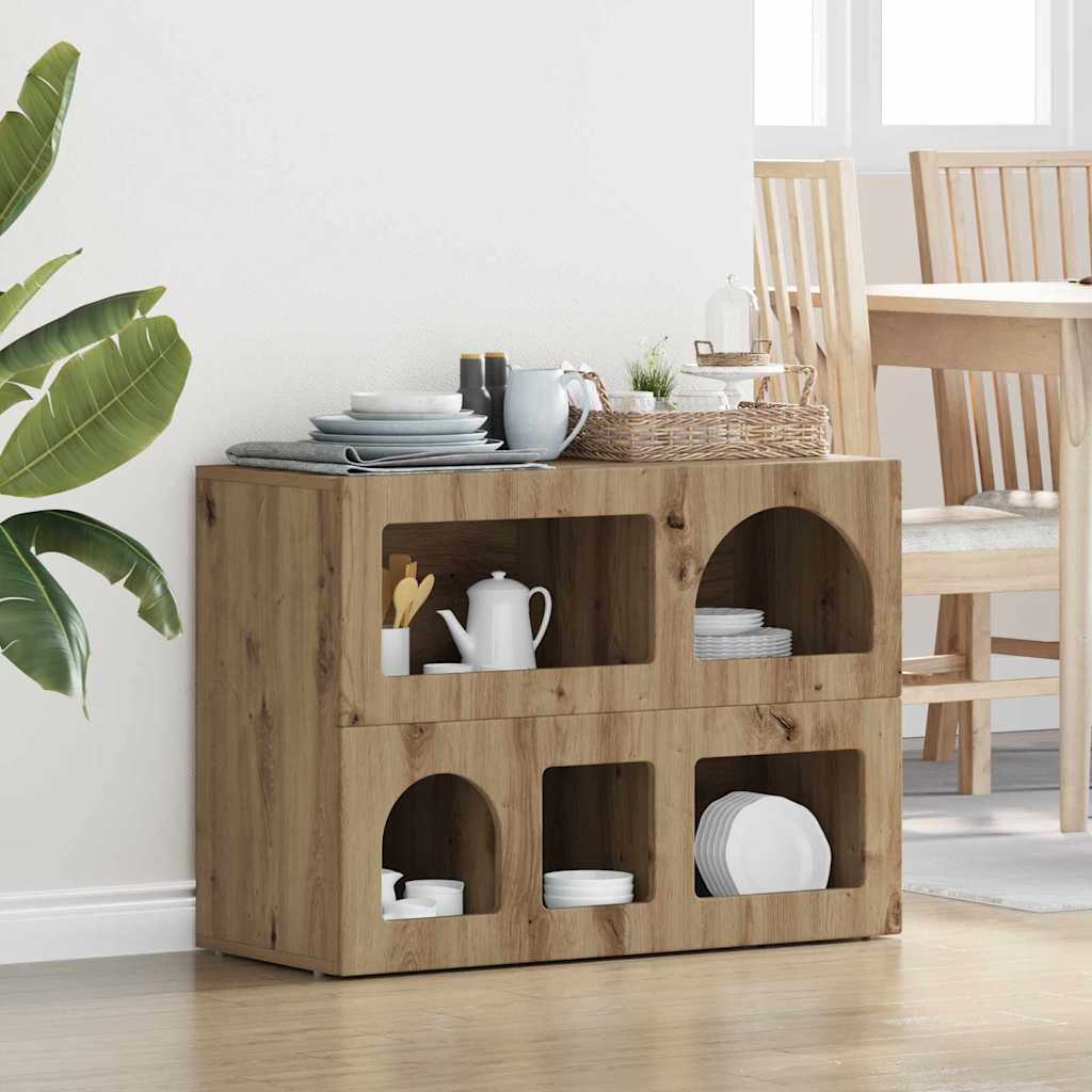 vidaXL Bufet Stejar Artizanal 80.5 x 35 x 59 cm Lemn compozit