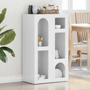 Strani šal Visok sijaj bela 59 x 35 x 100,5 cm Konstruiran les