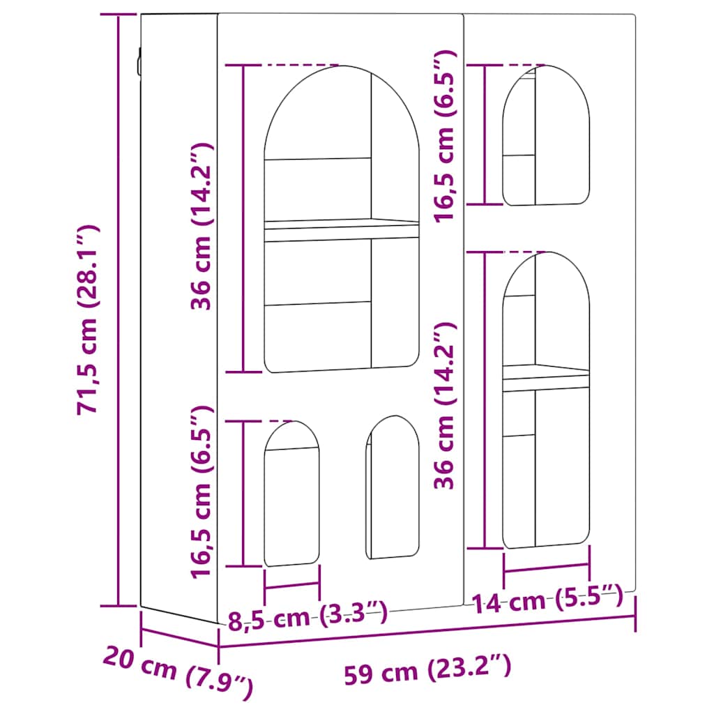 Henkarikaappi hyllyllä Vanha puu 59 x 20 x 71.5 cm Tekninen puu - Image 11