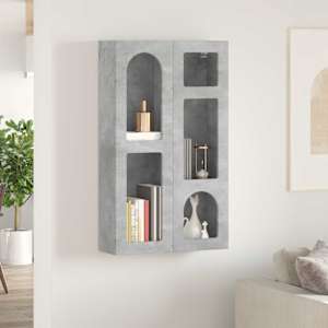 Závěsná skříňka s policí ELST Betonově šedá 59 x 20 x 100 cm - obrázek 4