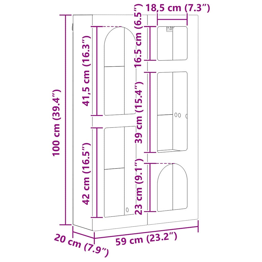 Henkarikaappi hyllyllä Vanha puu 59 x 20 x 100 cm Tekninen puu - Image 11
