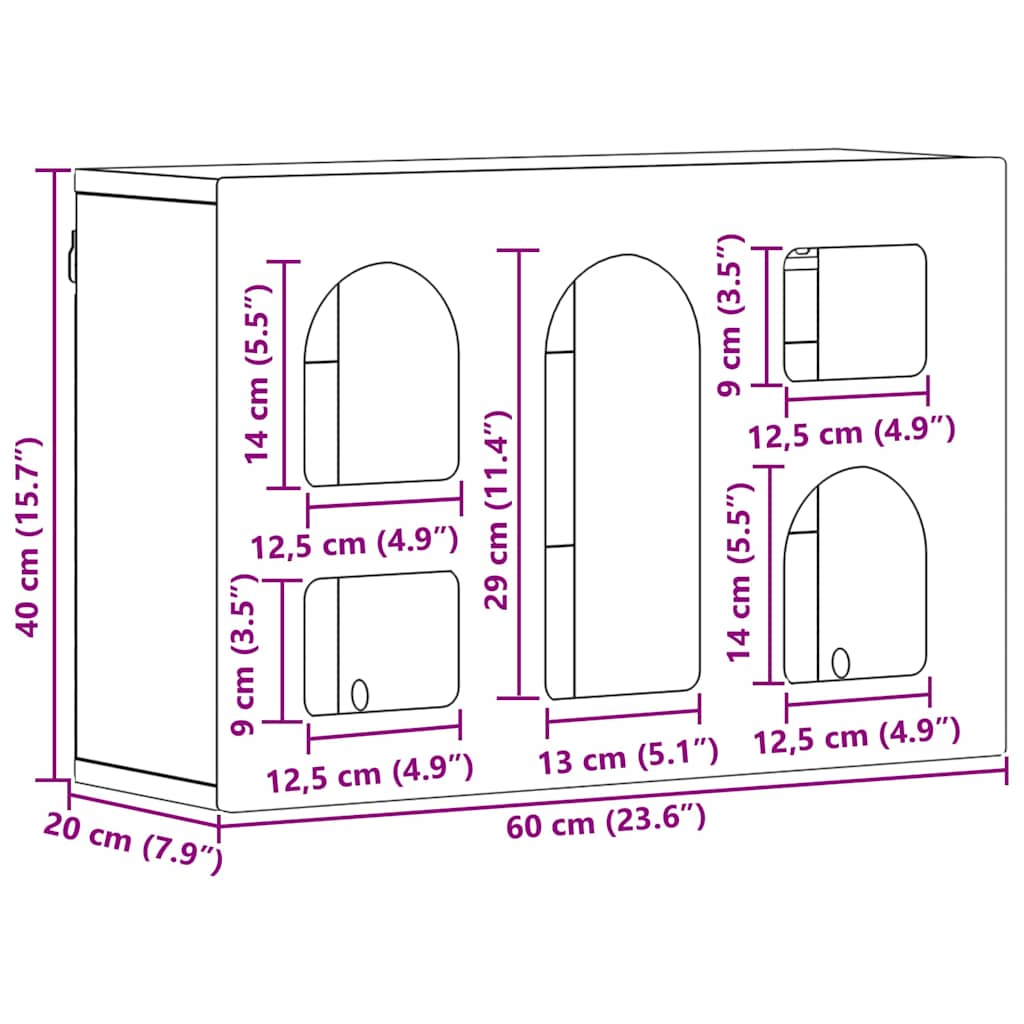 Henkarikaappi Betoni Harmaa 60 x 20 x 40 cm Tekninen puu - Image 9