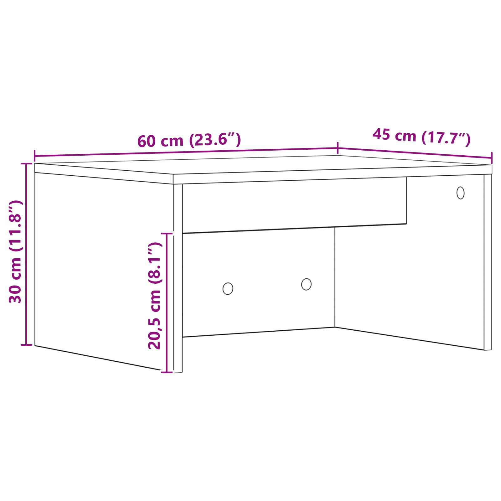 Aan de muur bevestigd bureau Gerookt eiken 60 x 45 x 30 cm - Afbeelding 11