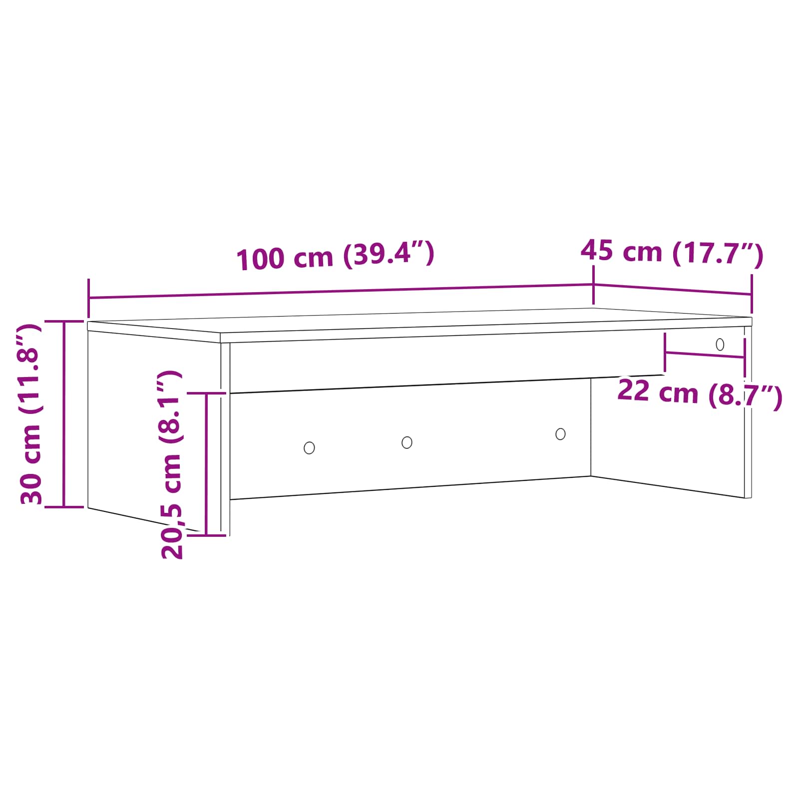 Seinale kinnitatud laud Hall Sonoma 100 x 45 x 30 cm Tehispuit 11 Kõik vajalik sinu aeda ja koju! Seinale kinnitatud laud Hall Sonoma 100 x 45 x 30 cm Tehispuit - Image 11