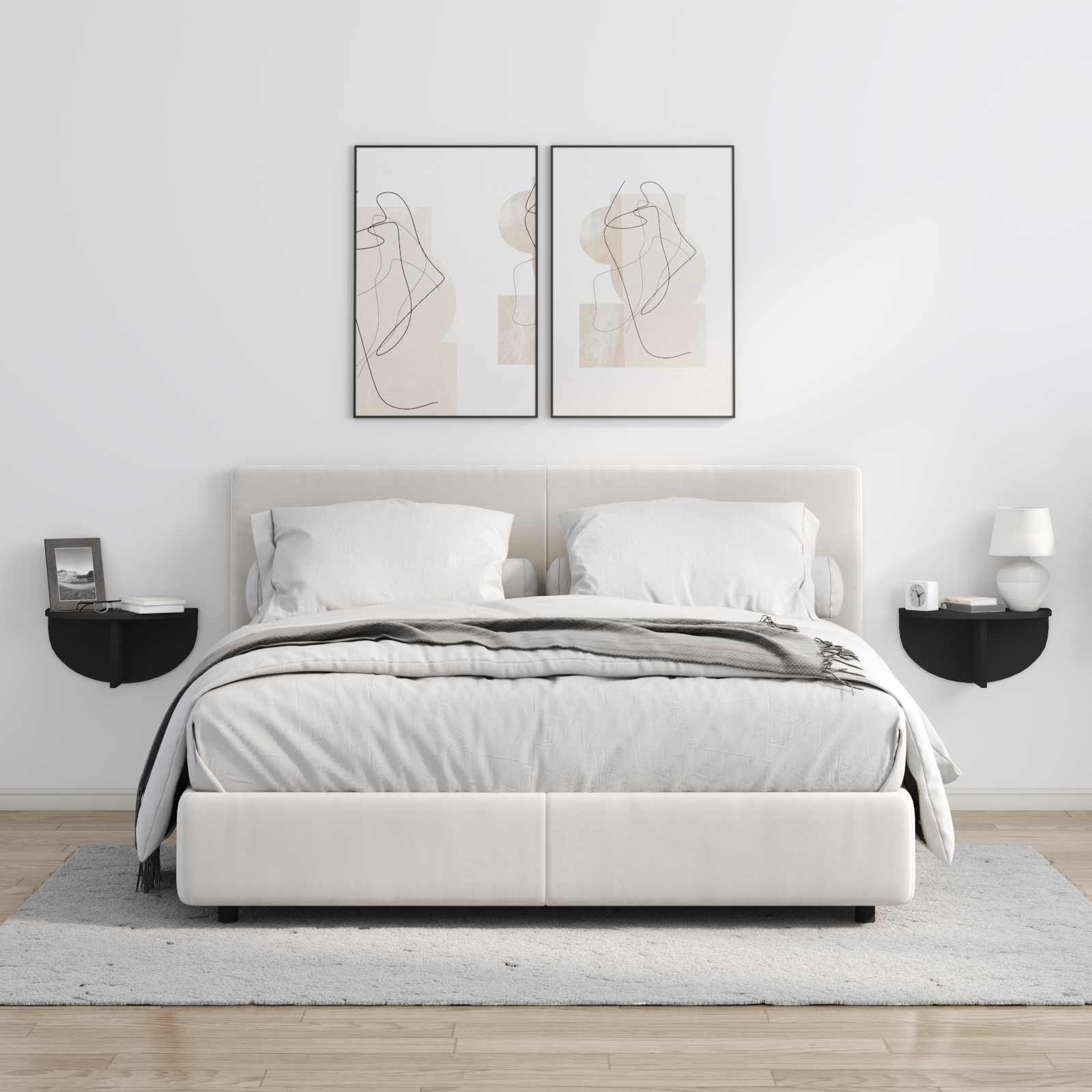 Seinähylly Musta 38 x 19 x 19 cm Tekninen puu - Image 4