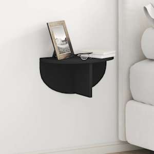 Nástěnná polička 2 pcs Černá 38 x 19 x 19 cm kompozitní dřevo - obrázek 1