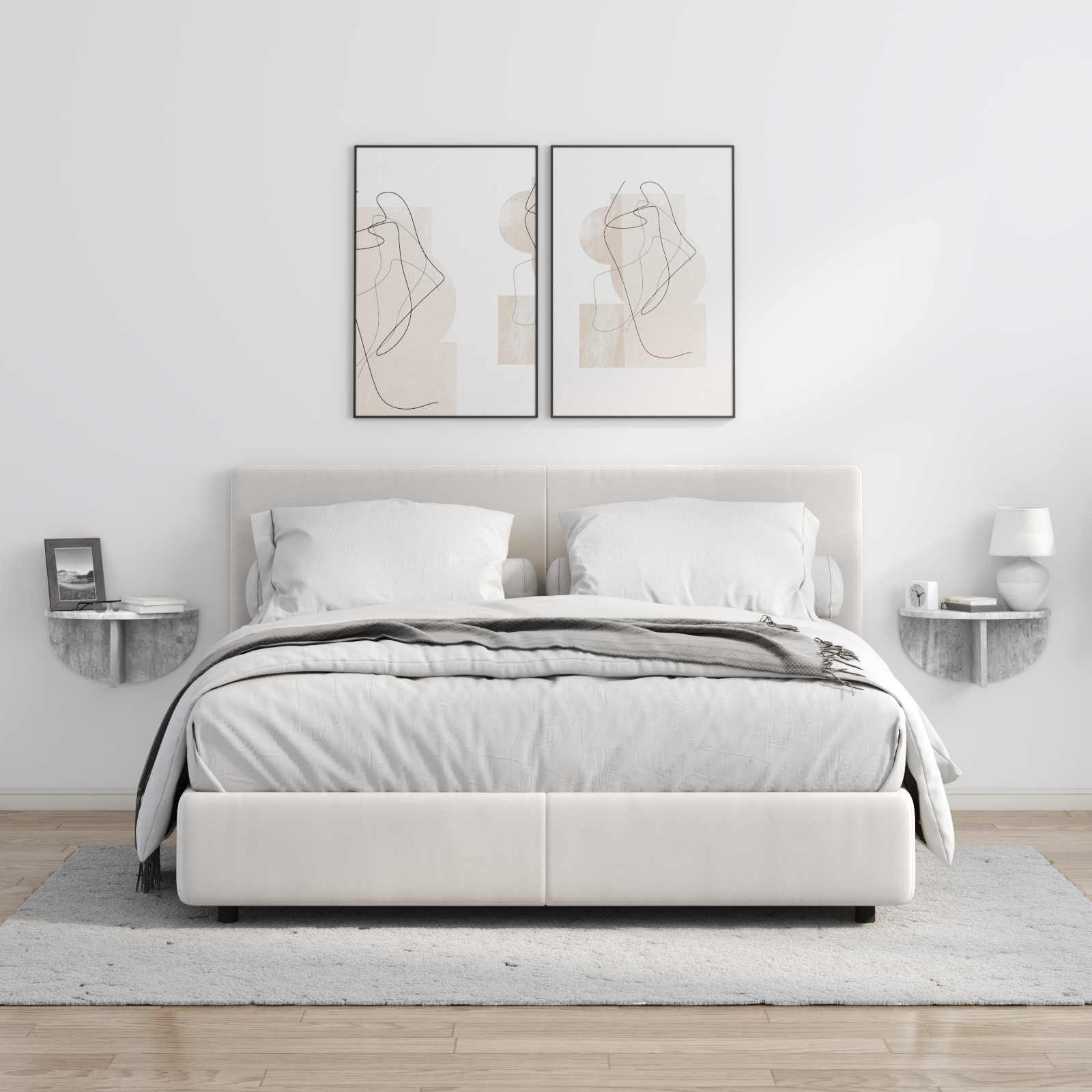 Seinähylly 2 pcs Betoni Harmaa 38 x 19 x 19 cm Tekninen puu - Image 4