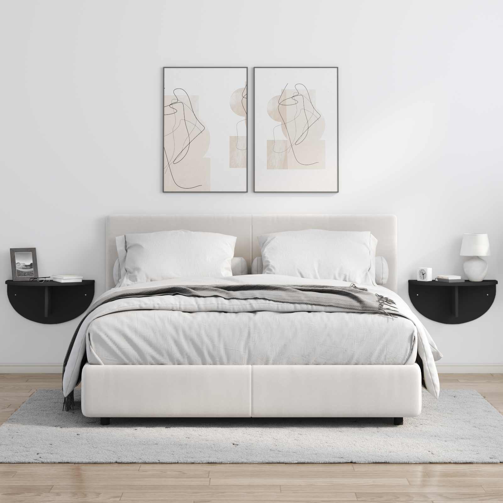 Seinähylly Musta 38 x 19 x 19 cm Tekninen puu - Image 4