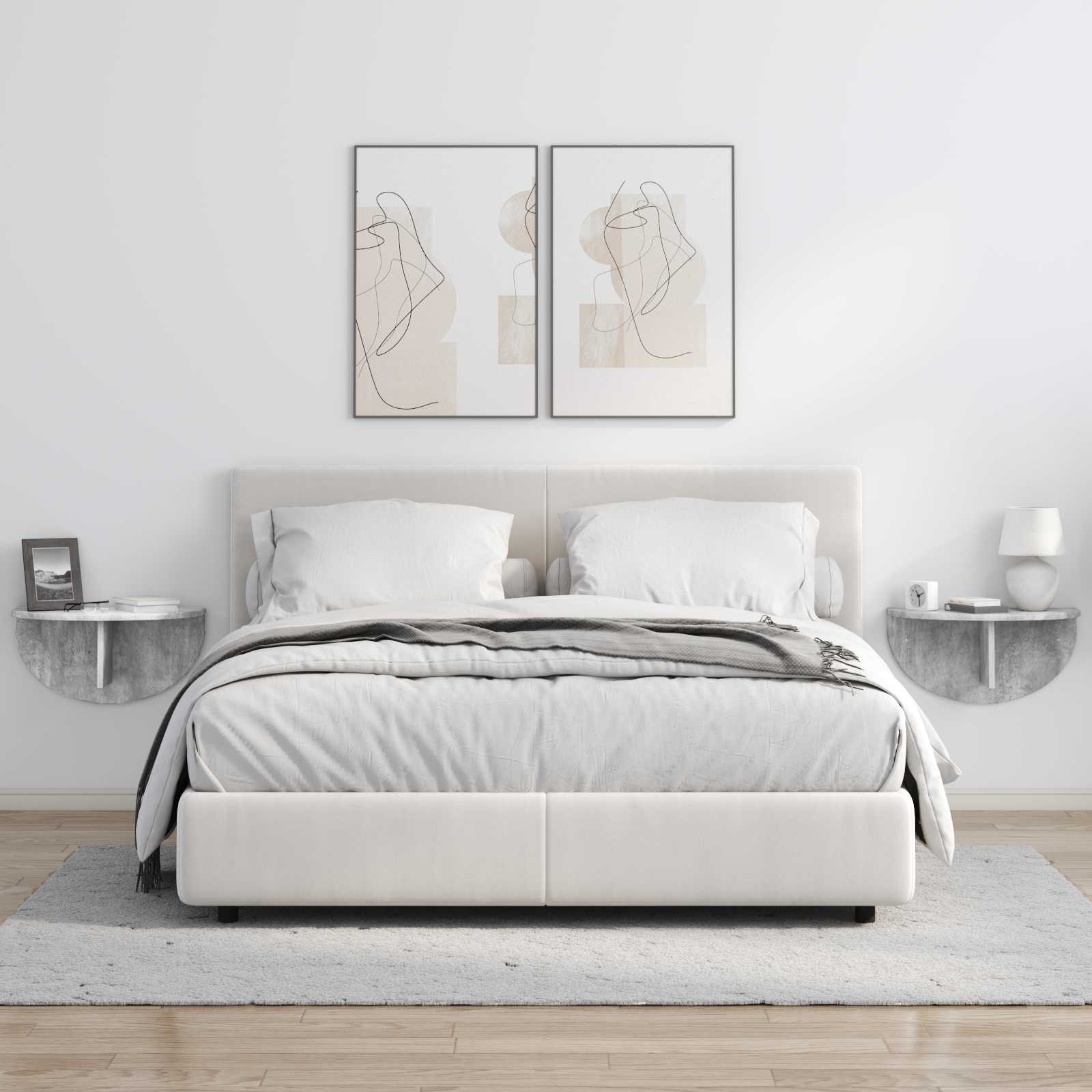 Seinähylly 2 pcs Betoni Harmaa 38 x 19 x 19 cm Tekninen puu - Image 4