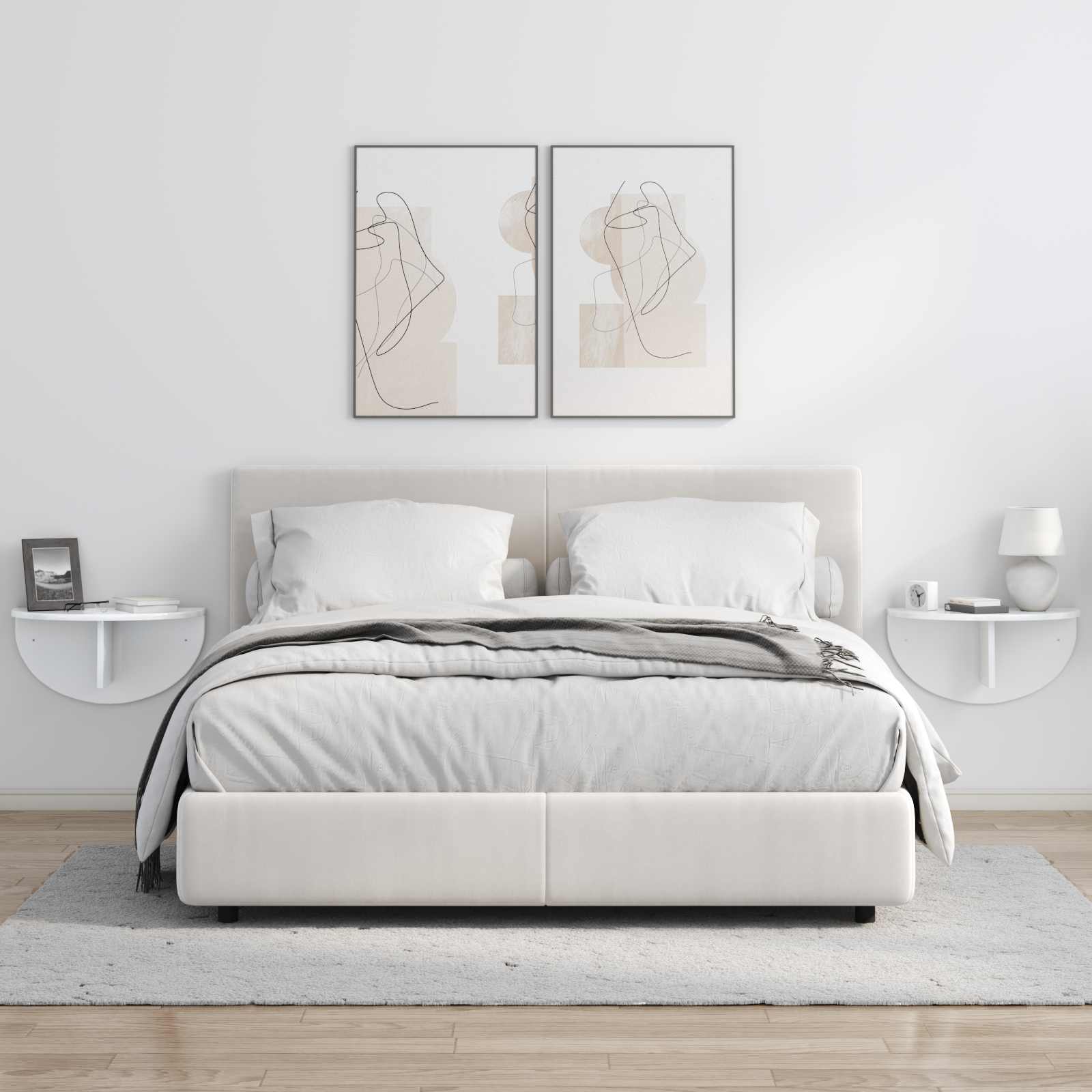 Seinähylly Korkean kiillon valkoinen 38 x 19 x 19 cm - Image 4