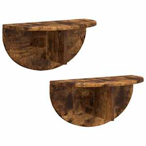 Nástěnná polička Nástěnný 2 pcs Kouřový dub 48 x 24 x 24 cm - obrázek 2