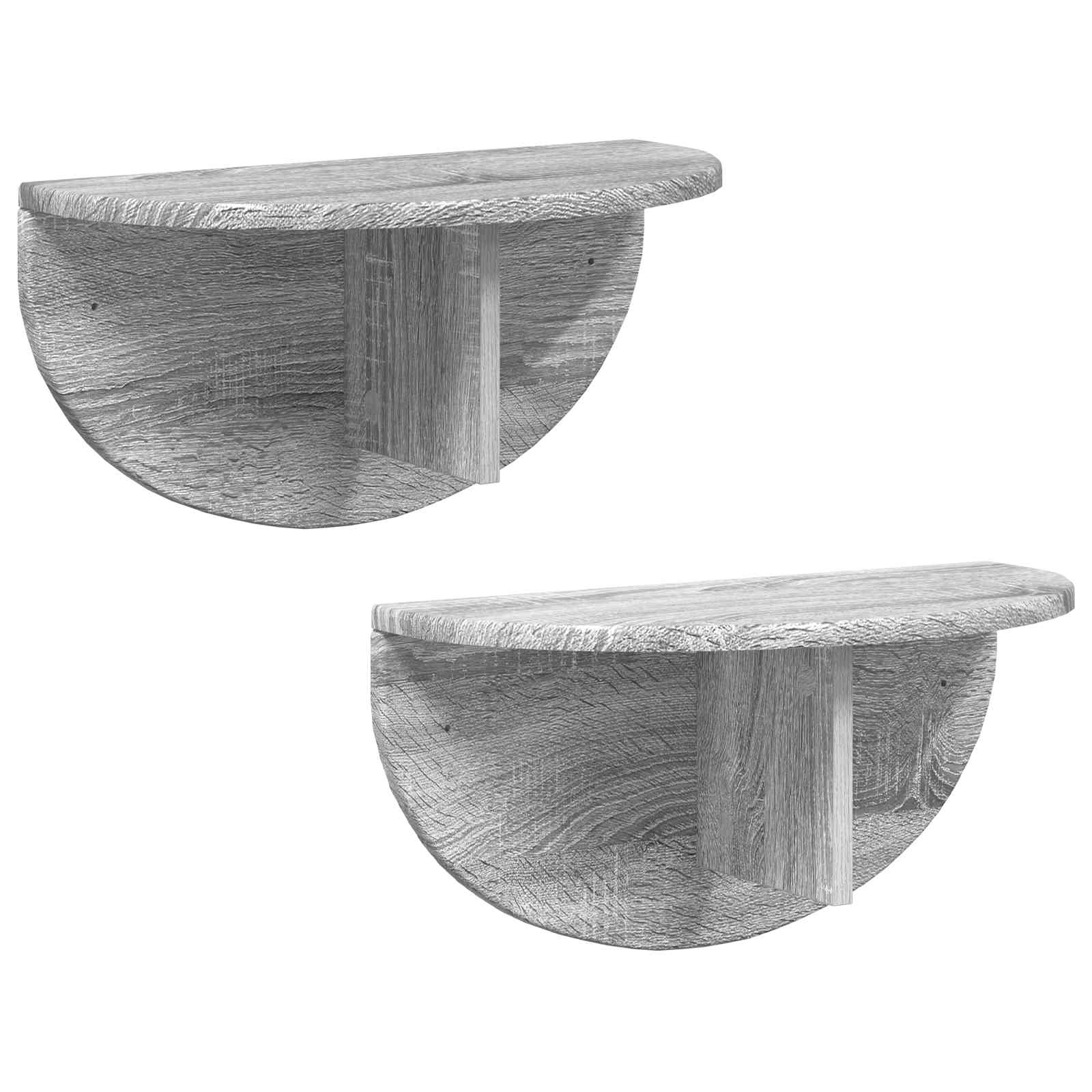 Seinähylly 2 pcs Harmaa Sonoma 38 x 19 x 19 cm Tekninen puu