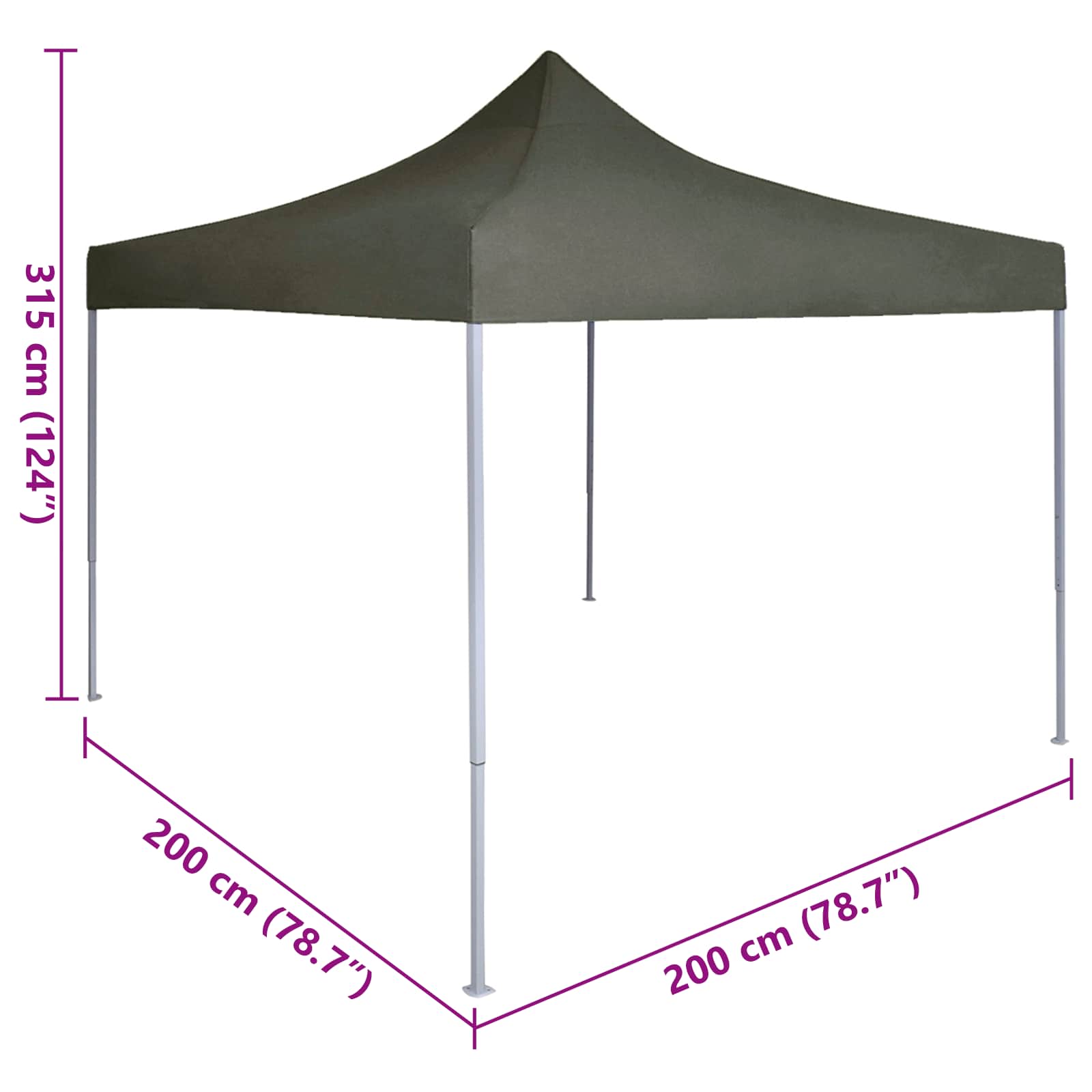 Partytent Antraciet 200 x 200 x 315 cm Oxford Stof image 11