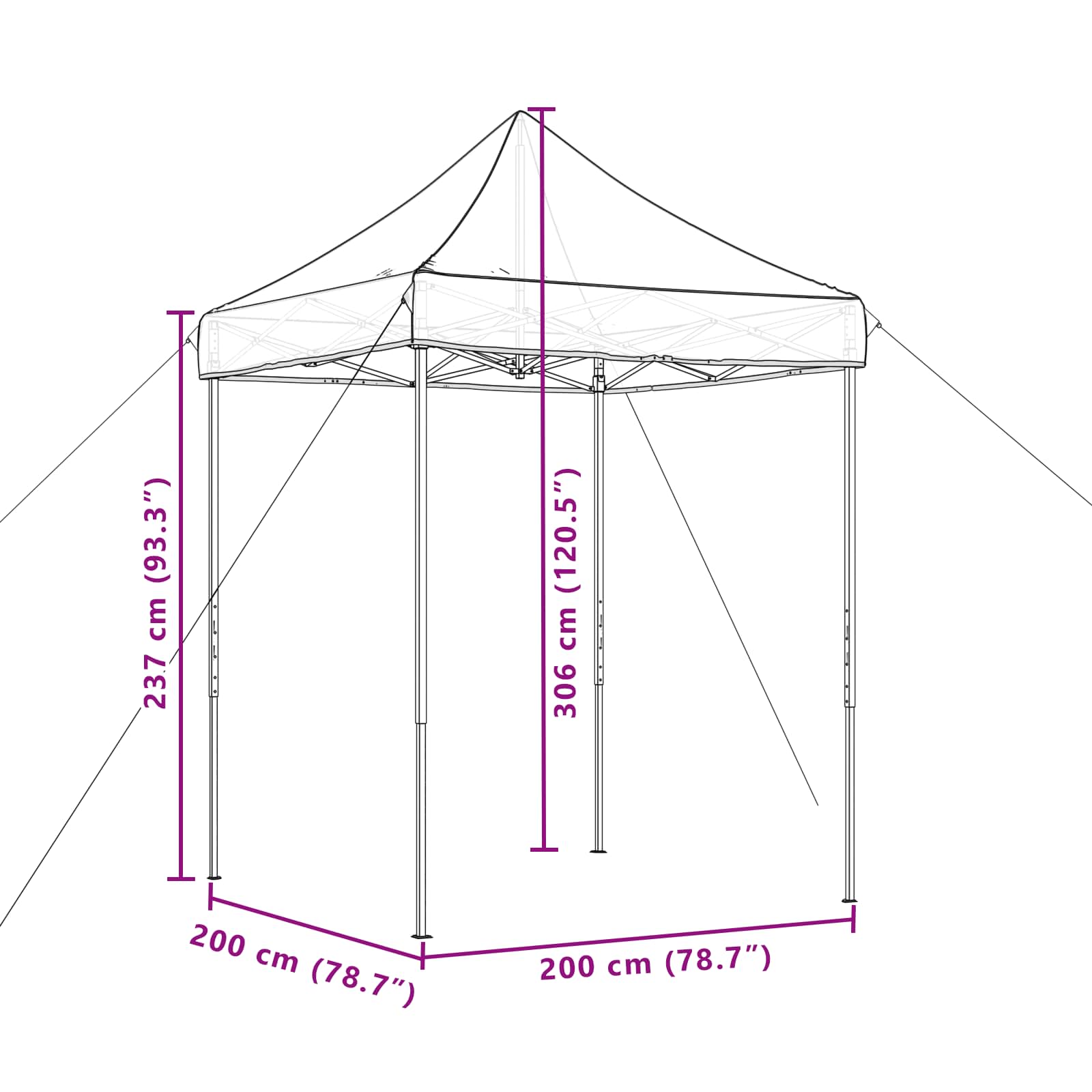 Partytent Beige 200 x 200 x 306 cm Oxford Stof image 11