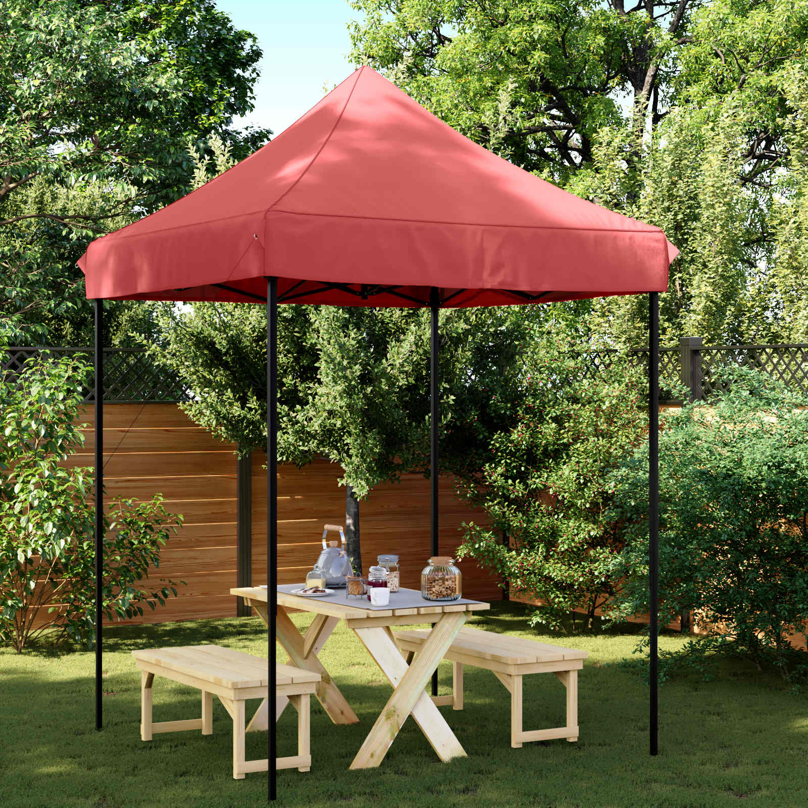 Partytent Bordeauxrood 200 x 200 x 306 cm Oxford Stof image 1