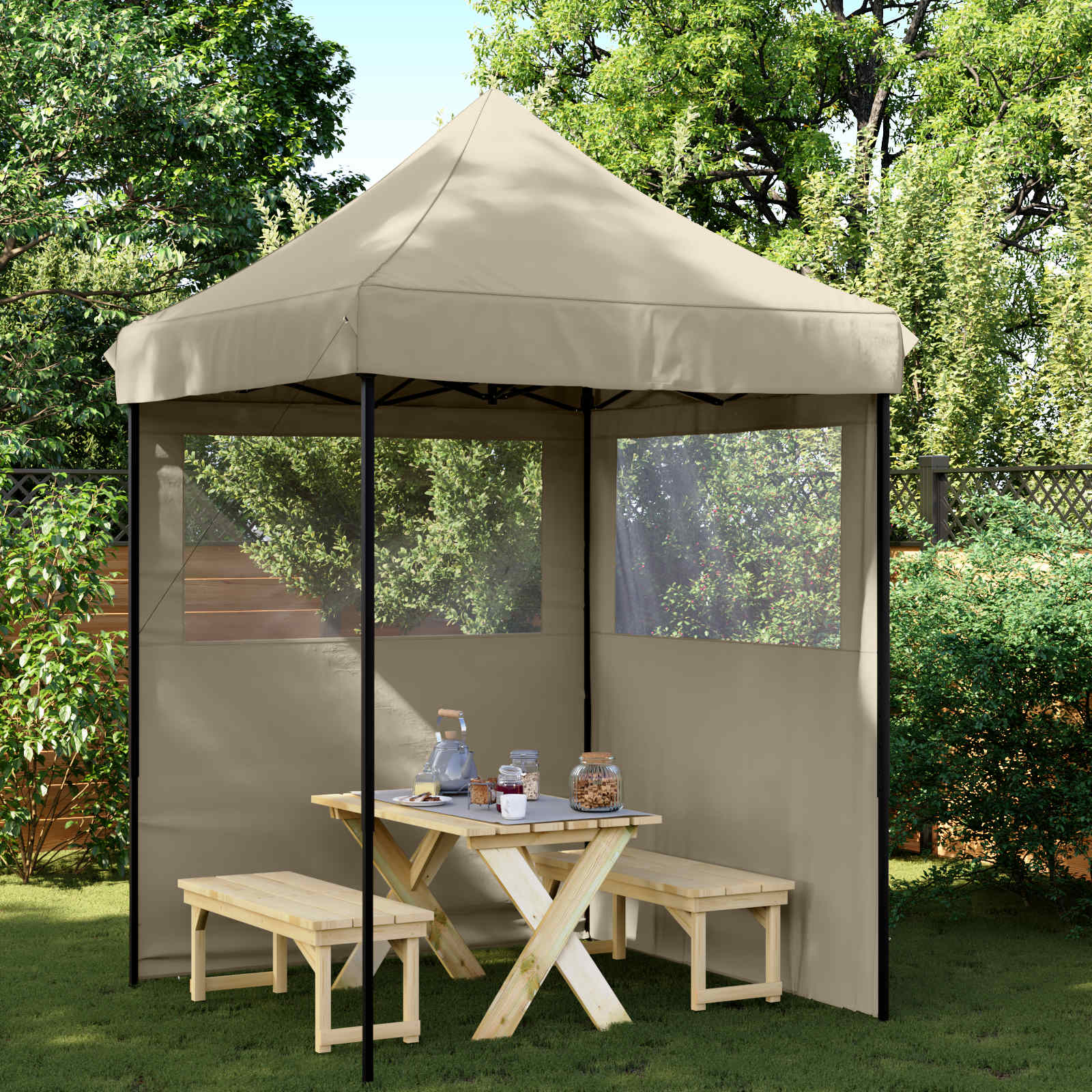 vidaXL Party-Zelt Taupe 200 x 200 x 306 cm Oxford-Stoff