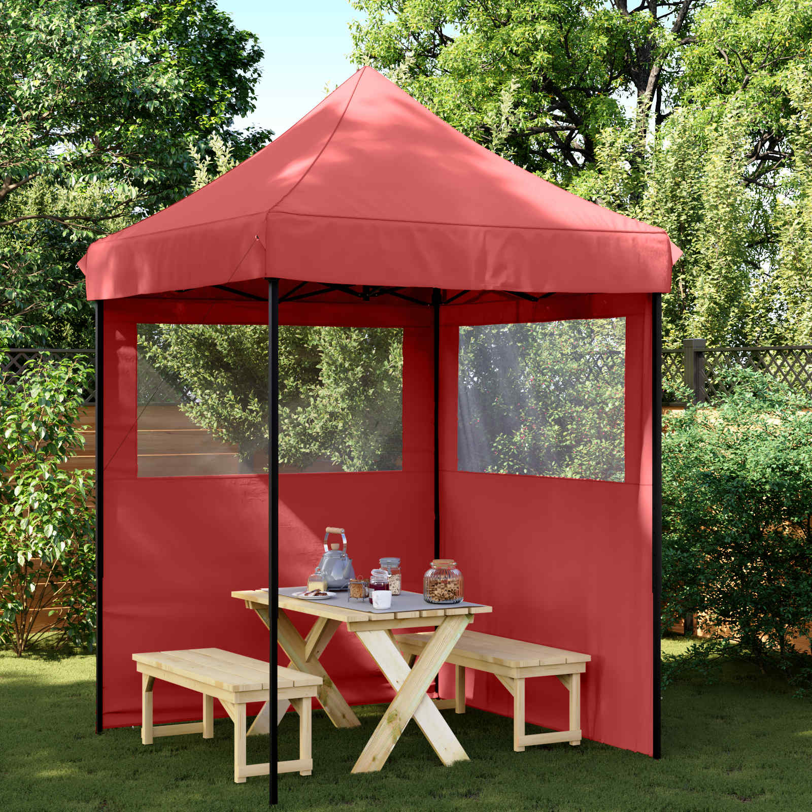 Partytent Bordeauxrood 200 x 200 x 306 cm Oxford Stof image 1
