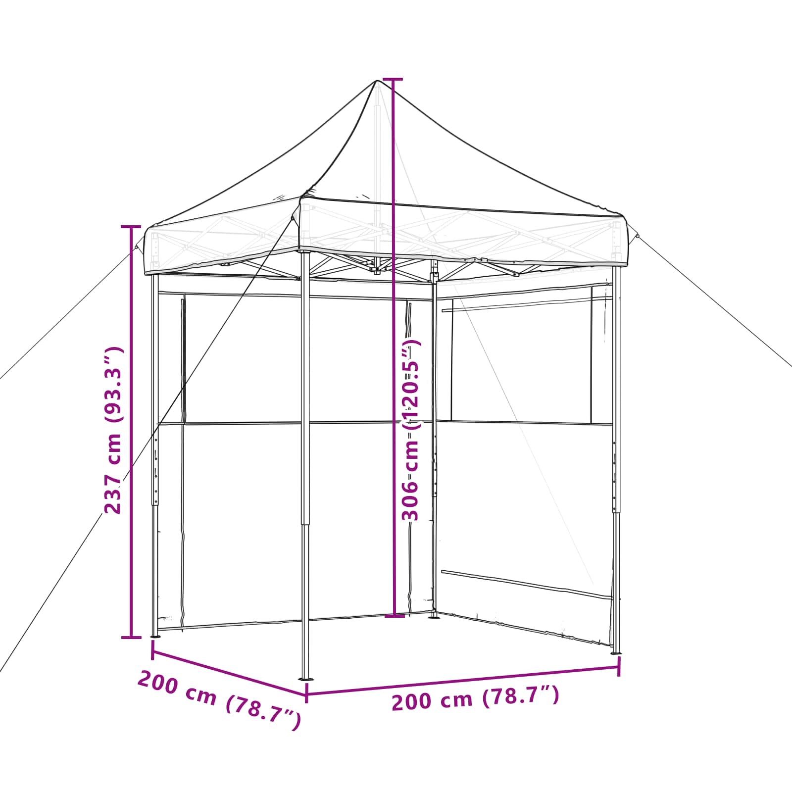 Partytent Bruin 200 x 200 x 306 cm Oxford Stof image 11